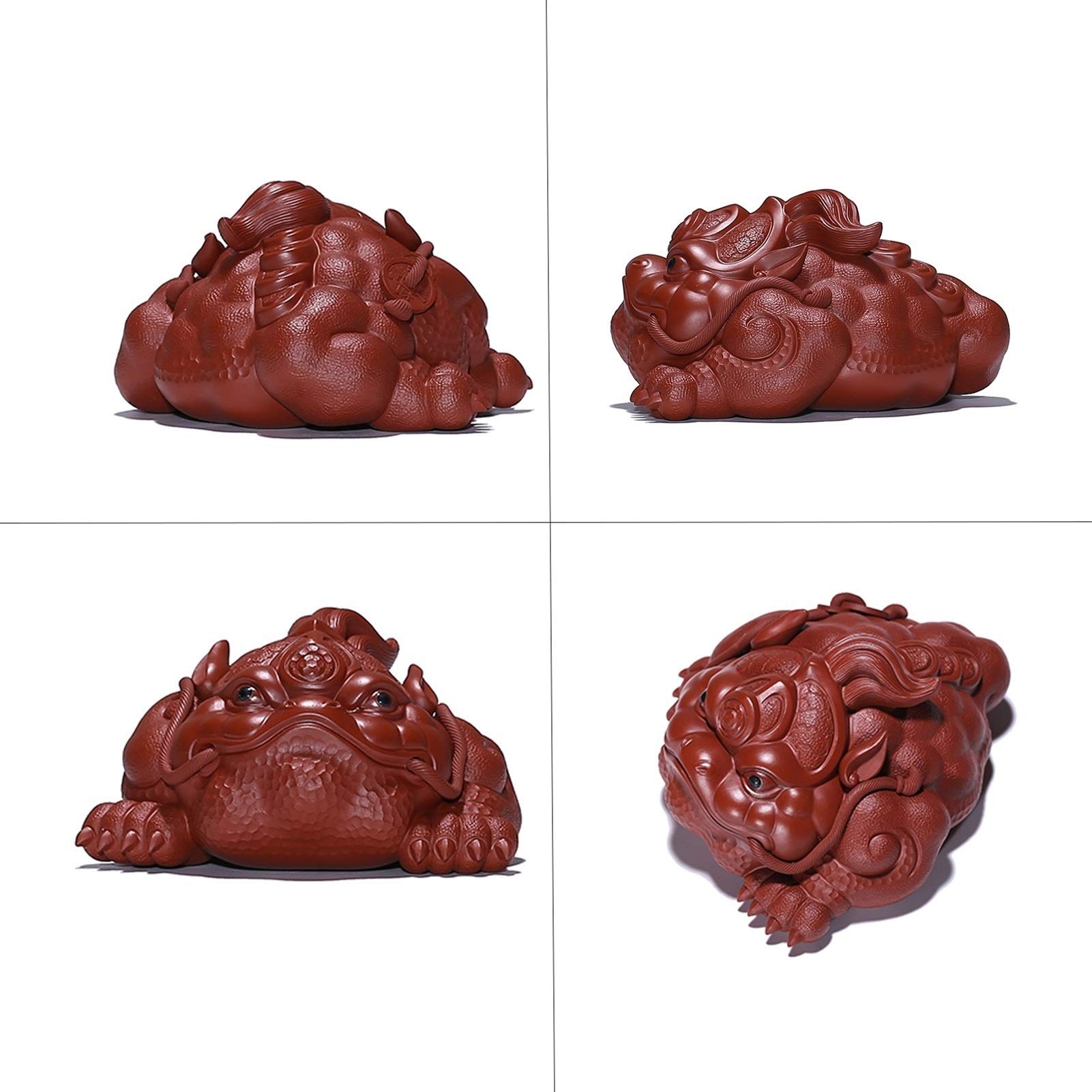 Estatua/Decoración de sobremesa Estatua Dorado sapo escultura té decoración de la mesa de té de tres patas sapo feng shui decoración hecha a mano exquisito artesanía regalos de negocios Adorno de escr