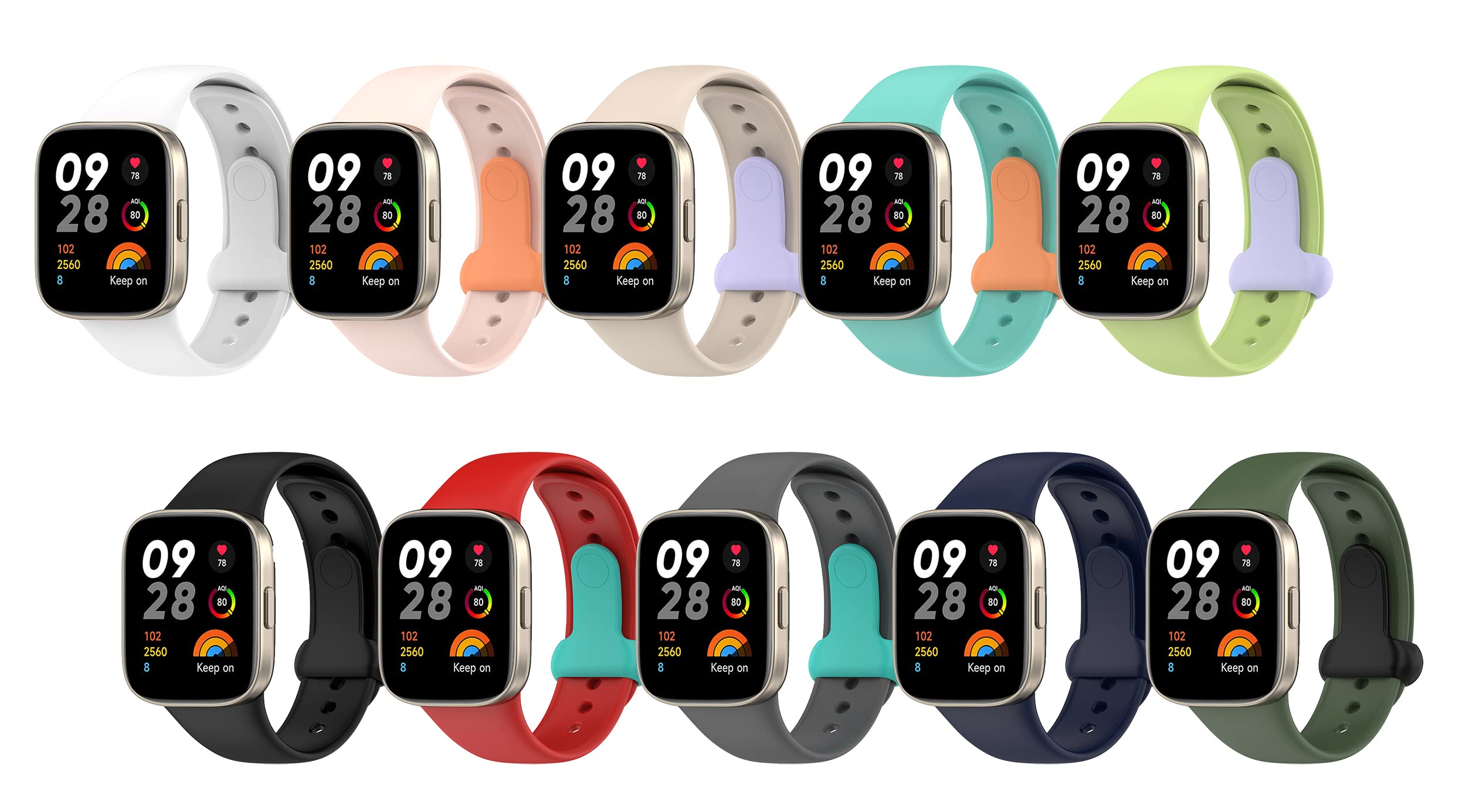 LemspumSport Silicone Wrist Bands Compatible with Xiaomi Redmi Watch 3/ Mi Watch Lite 3 Replacement Accessories Strap Waterproof One Size 5.5"-8.7"
