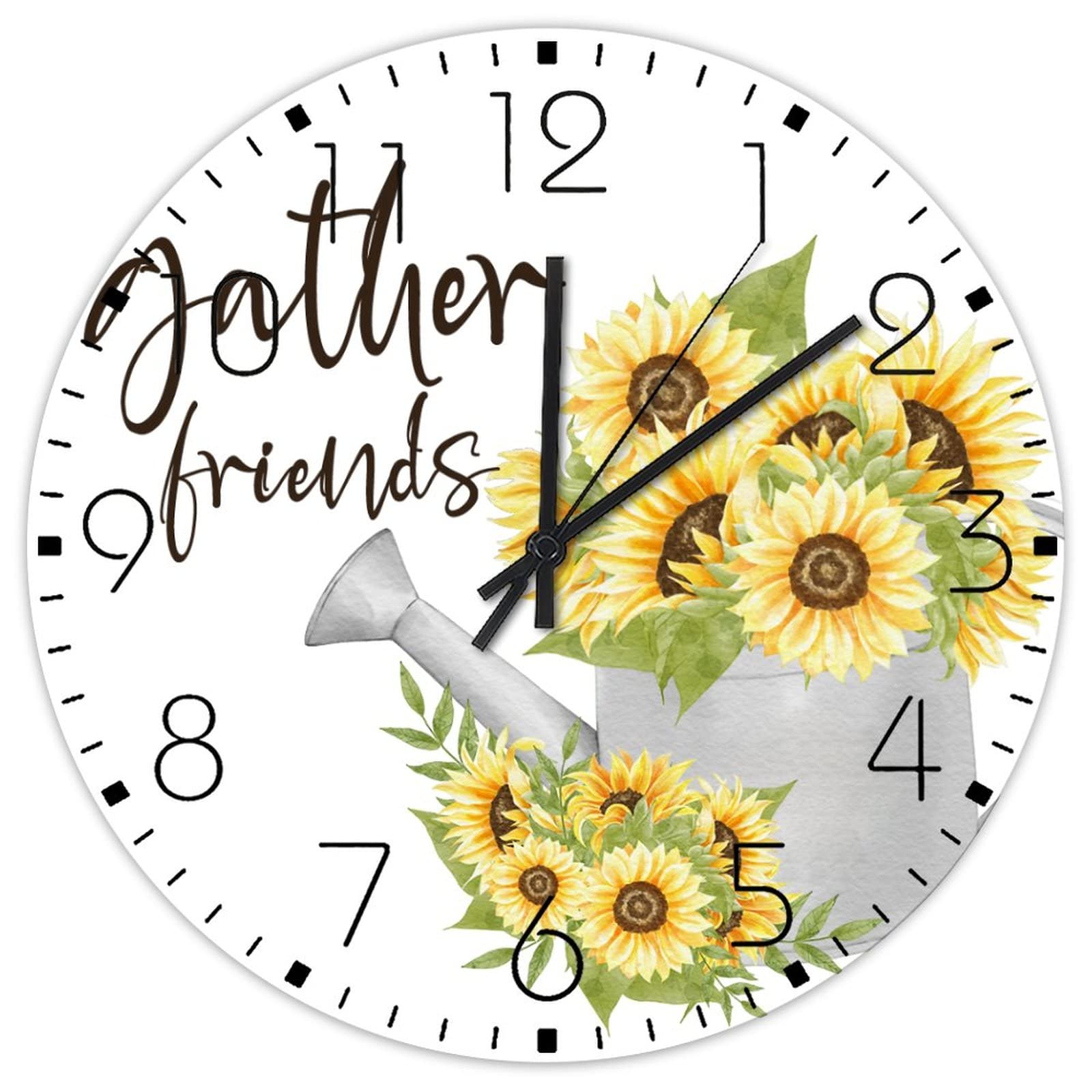 Horloge en bois de tournesol pour décoration maison et salon