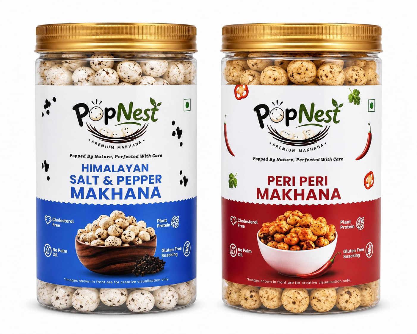PopNest Premium Roasted Makhana Combo Pack of 2 (Himalayan Salt & Pepper + Peri Peri) | Healthy Fox Nuts Snack | Gluten Free | Vegetarian | Ready to Eat | Crunchy Roasted Lotus Seeds-picture-23