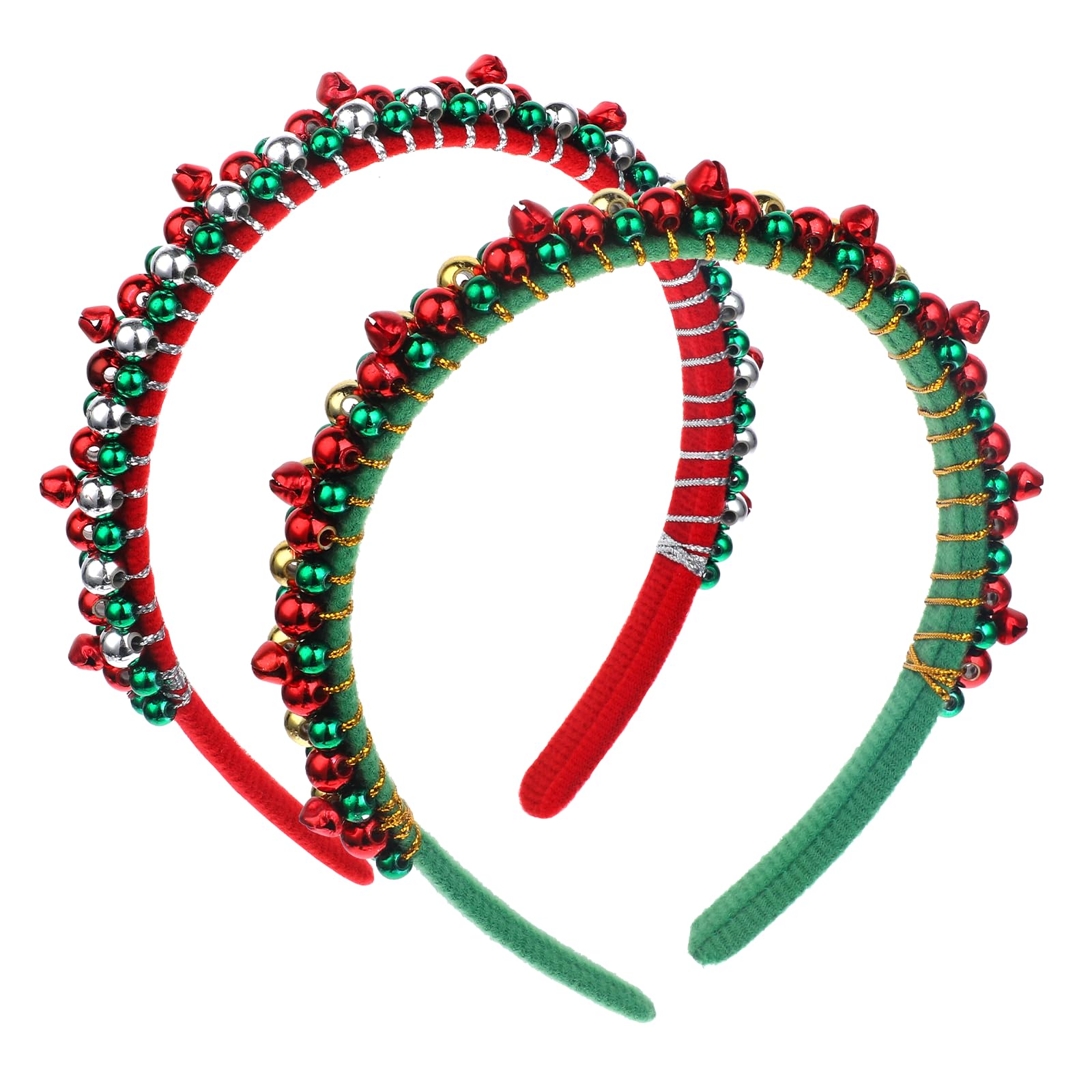 Jeffdad Weihnachts-Haarreifen Mit Glöckchen – 2 Stück, Rot & Grün, Für Kinder & Erwachsene, Party-Kopfschmuck