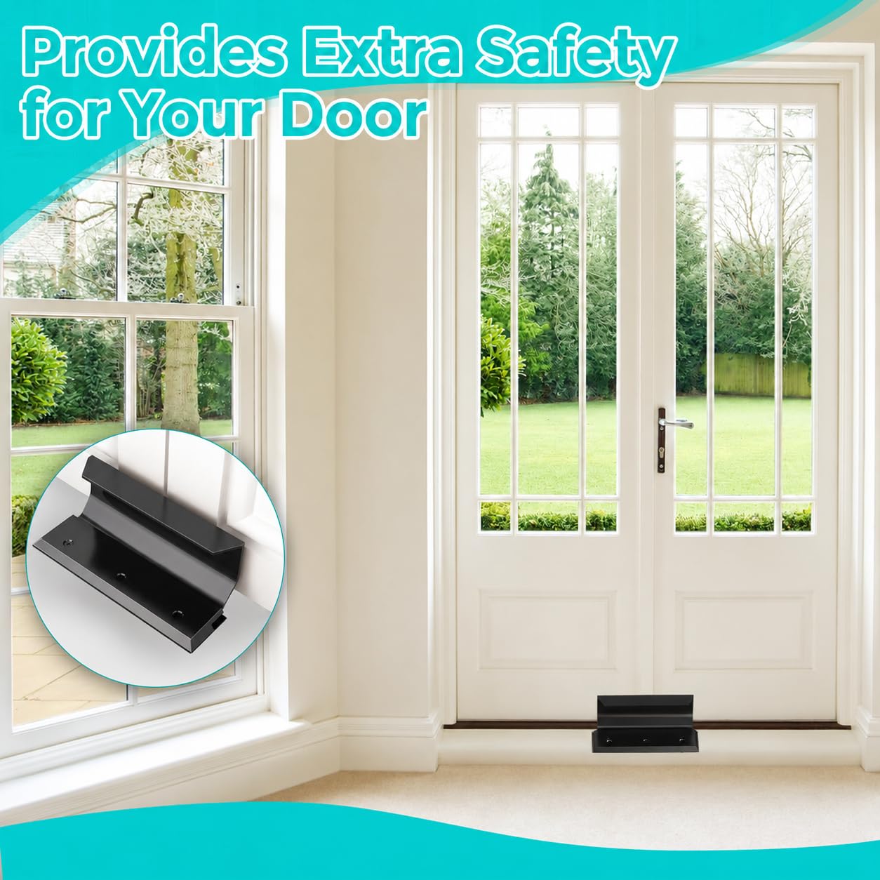 Soporte de seguridad para puerta – Barricada de bloqueo de puerta de aleación de aluminio resistente – Barricada de seguridad para puerta interior con imperfecciones, puertas estándar, puertas