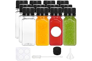Moretoes Shot Bottles with Caps: 2oz Reusable Juice Shot Containers