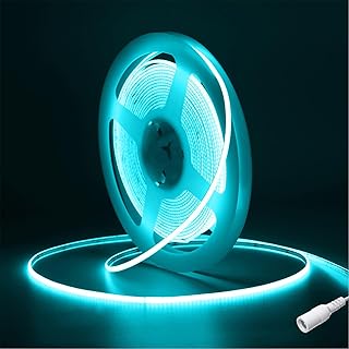 Fosingut Tira LED COB 5M, DC12V Azul Hielo COB LED Strip,480LEDs/m CRI90+ 4mm Superbrillante Flexible luz led adhesiva para luces led habitacion,Cocina,TV, Armarios,Fiesta,DIY Deco(Sólo Tira)