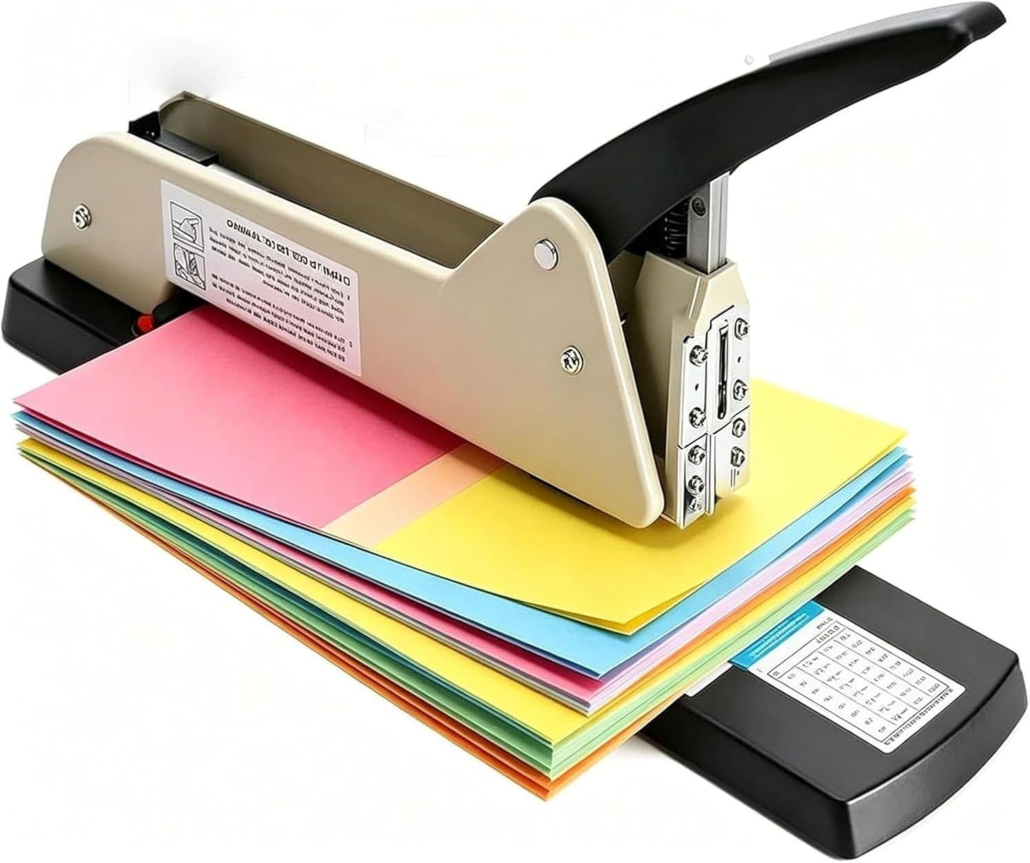 Grapadora escritorio largo alcance, brazo 250mm largo, guía papel ajustable | Capacidad encuadernación de 210 hojas, diseño encuadernación ergonómico, for folletos y documentos papel oficina.