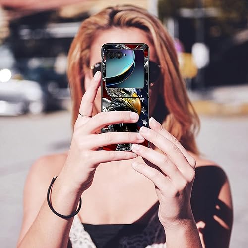 Vista 225 de Funda para Motorola Moto Razr Plus 2023 con protección de pantalla, cubierta trasera de policarbonato duro delgada y ultrafina con patrón de estante