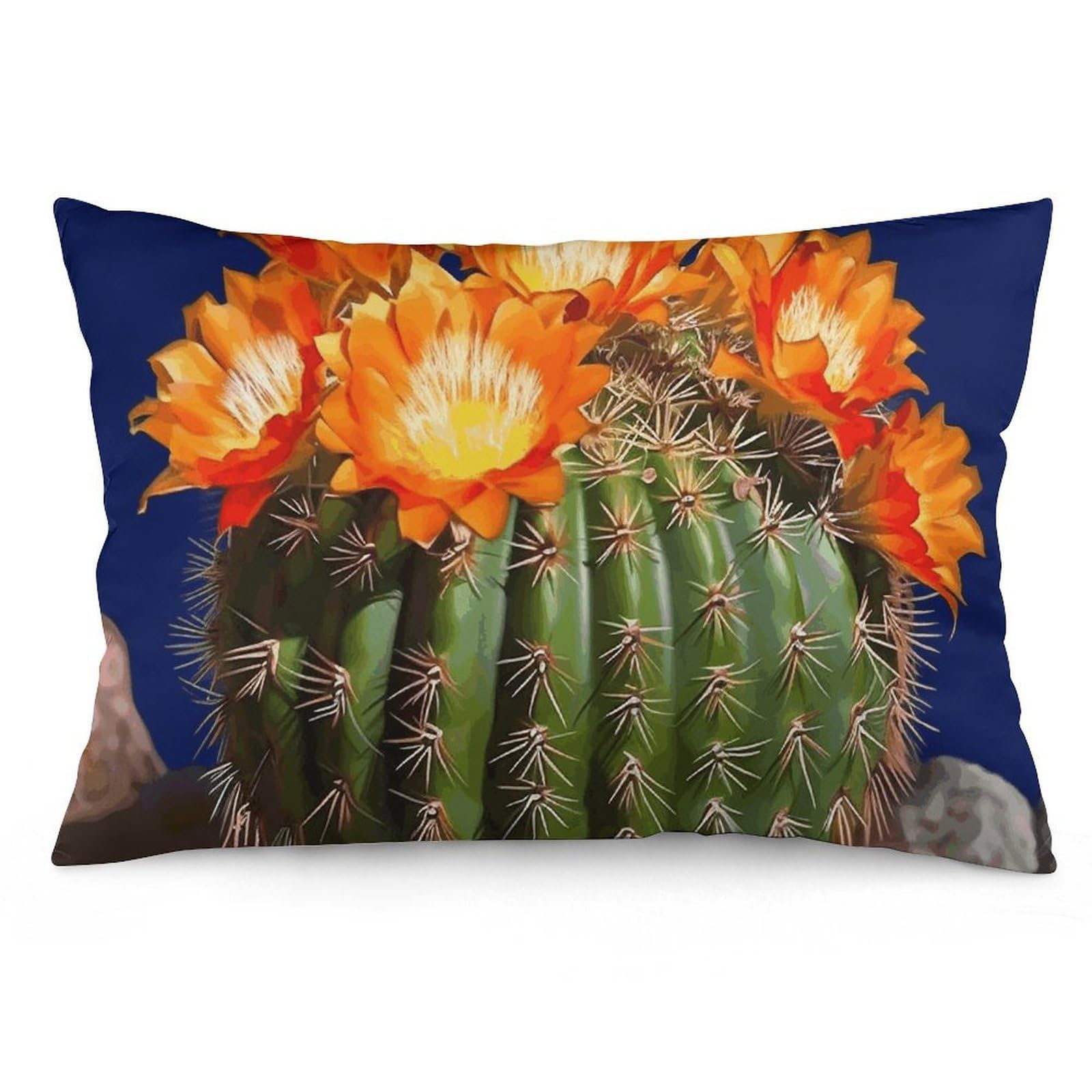 2 Pack Pillow Cases for Hair and Skin, Soft Breathable Pillow Case Covers with Hidden Zipper, Blooming Barrel Cactus Pillowcase 12 "x20 Pillow Covers for Sleeping Gift