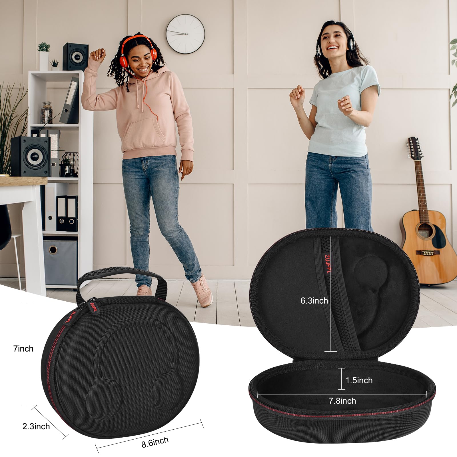 EVA Hard Case für JBL Live 770NC/670NC/660NC/650BT/460NC/400BT/500BT und JBL Tune 770NC/710BT/720BT/700BT/750BT/520BT/510BT/760NC/660NC/5000 /E45BT Kabellose Kopfhörer, Schwarz