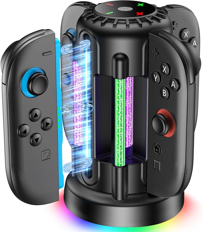 Charging Dock for Nintendo Switch 2 Joycon(2025), Switch 2 Charger Station | 10 Led Light Joycon Charger with Magnetic, Fast Charging Station for Joy-con, Nintendo Controller Accessories, Black