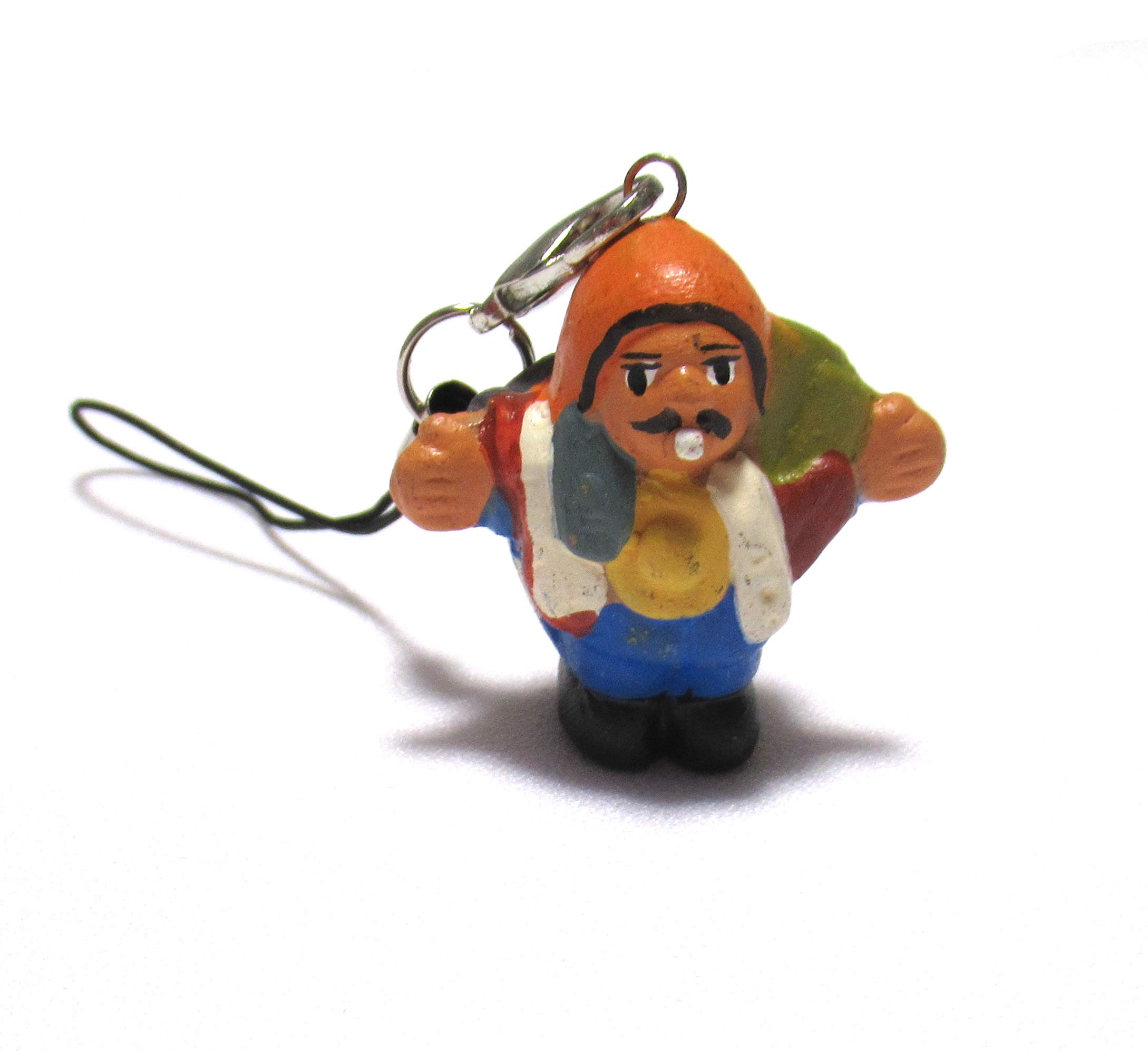 Amazon.co.jp: 【陶器製のミニエケコ人形のストラップ1個】幸運・金運