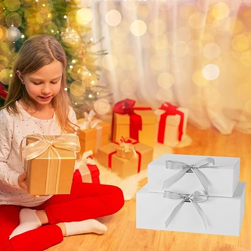Miniatura 7 de PLINJOY 12 cajas de regalo blancas con tapas de 10.7 x 9 x 3.5 pulgadas, cajas de regalo de dama de honor, caja de regalo de propuesta de dama de