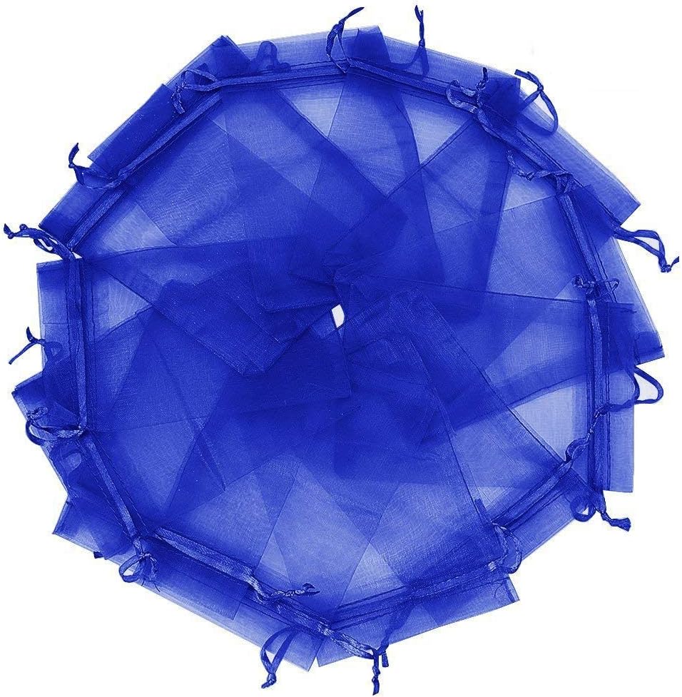 Wuligirl 50pcs 6x9 Drawstring Organza Bag Jewelry Pouches Party Weeding Favor Candles Cosmetic-Blue