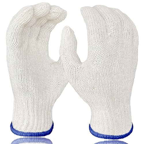 Miniatura 10 de 12 pares de guantes de algodón para barbacoas, cocinar, asar a la parrilla, manipulación de alimentos, guantes de trabajo de seguridad para guardar