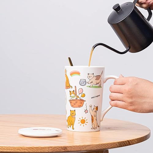 Miniatura 3 de BLUEPOLAR Taza de cerámica para café, taza de viaje, taza de té de latte de porcelana, tazas de café para gatos, 17 oz