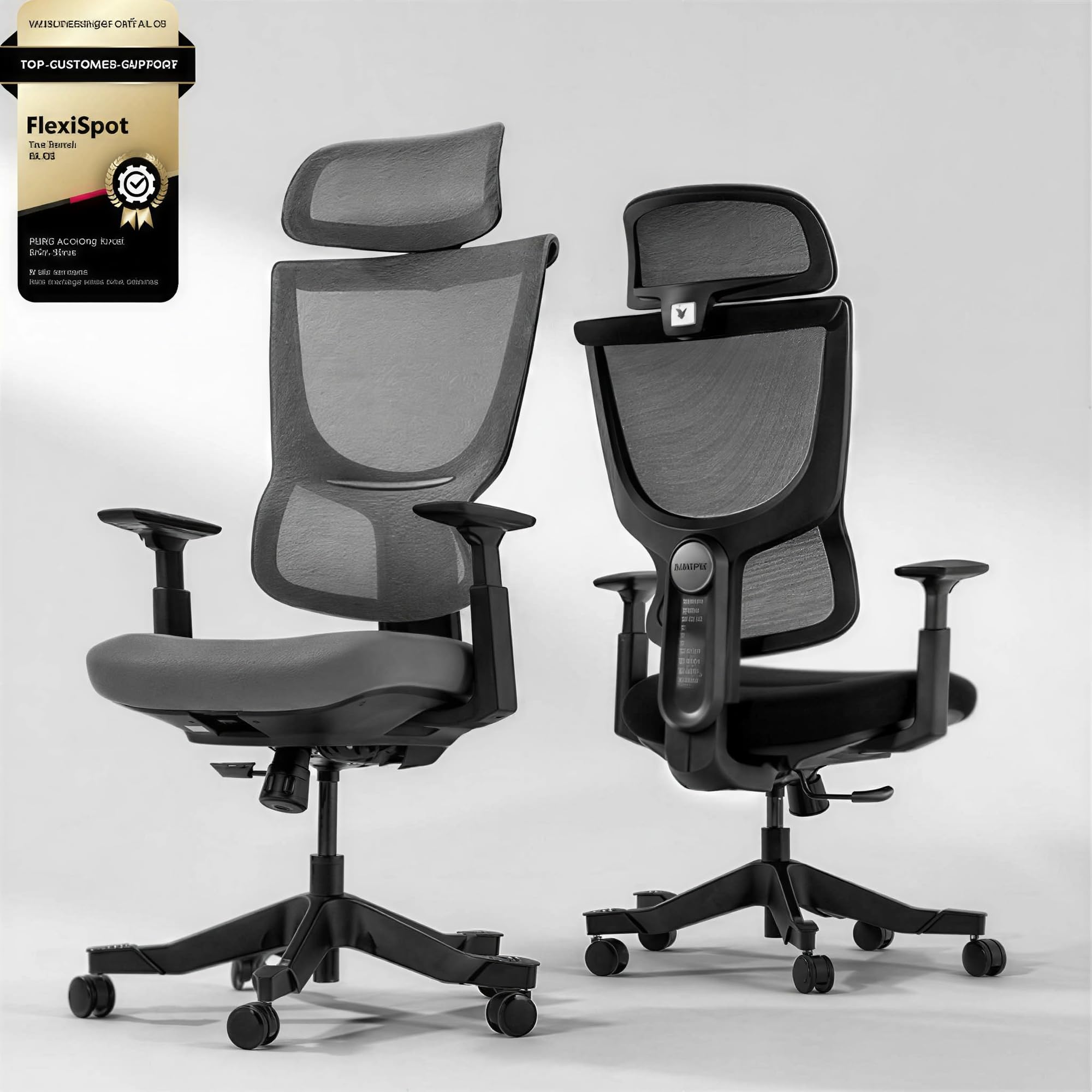 FLEXISPOT BS8 Ergonomic Office Chair, Mesh Desk Chair with 9 Level Adjustable Backrest, Lift Armrest, Lumbar Support, Task Back Support Computer Chair for Office Home,Black
