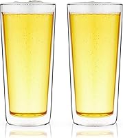 True Double Walled Insulated Beer Pint Glasses, 16 oz Set of 2 - No Condensation, Dishwasher Safe for Beer, Cocktails, Iced Coffee