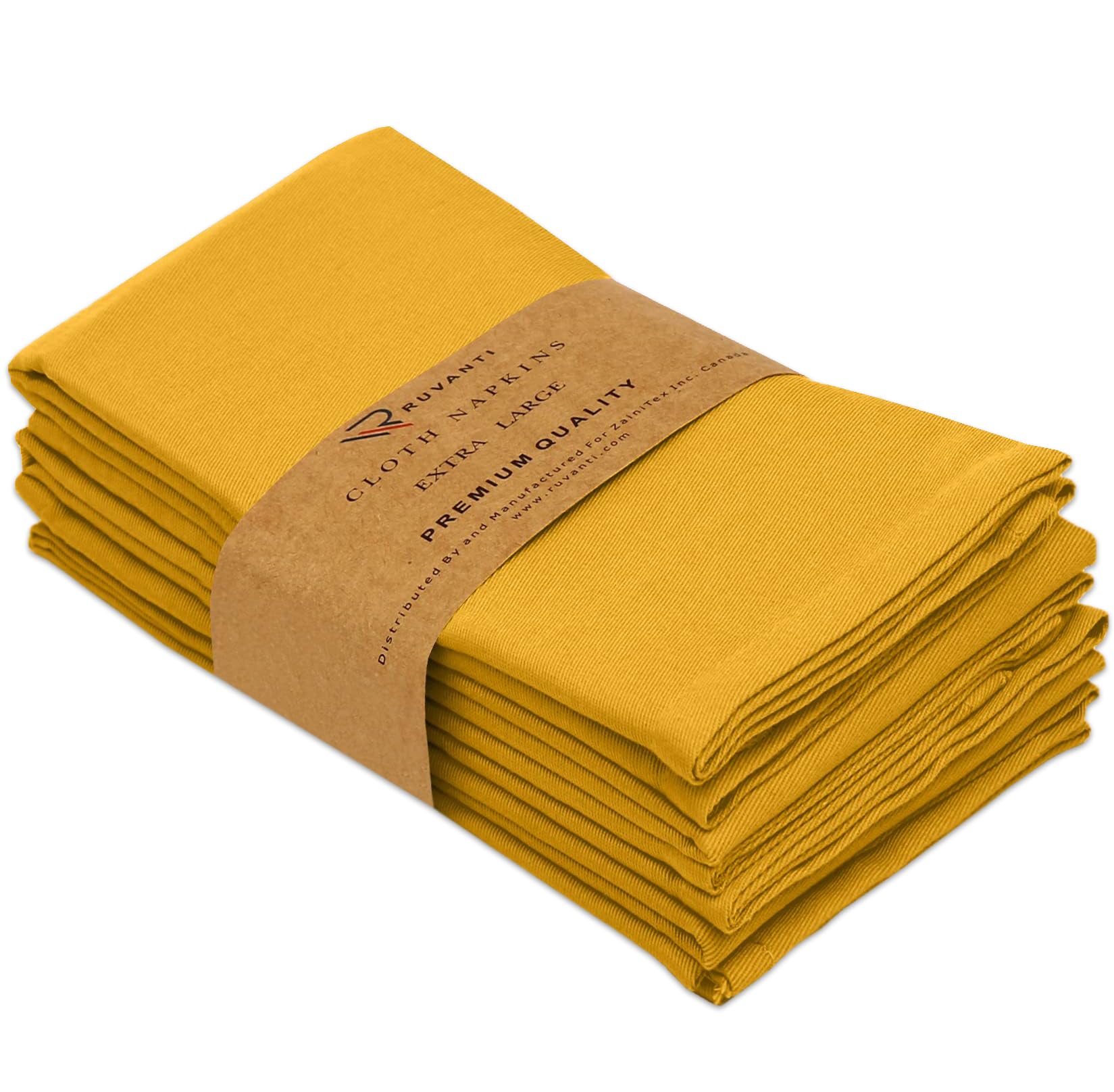 Ruvanti Cloth Napkins Set of 6, 18x18 Inches Napkins Cloth Washable, Soft, Durable, Absorbent, Cotton Blend. Table Dinner Napkins Cloth for Hotel, Lunch, Restaurant, Wedding Parties - Mustard