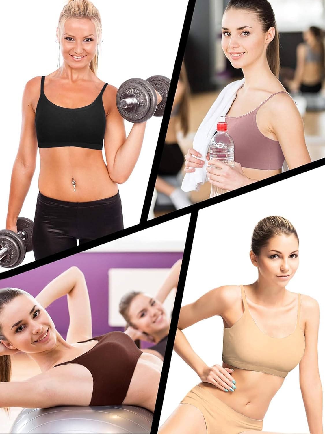 Blulu 3/6 Pieces Mini Camisole Bra Wireless Padded Bra Sport Cami Bralette with Adjustable Straps for Women Girls