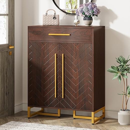Modern Wooden Bar Cabinet - Dark Brown Finish
