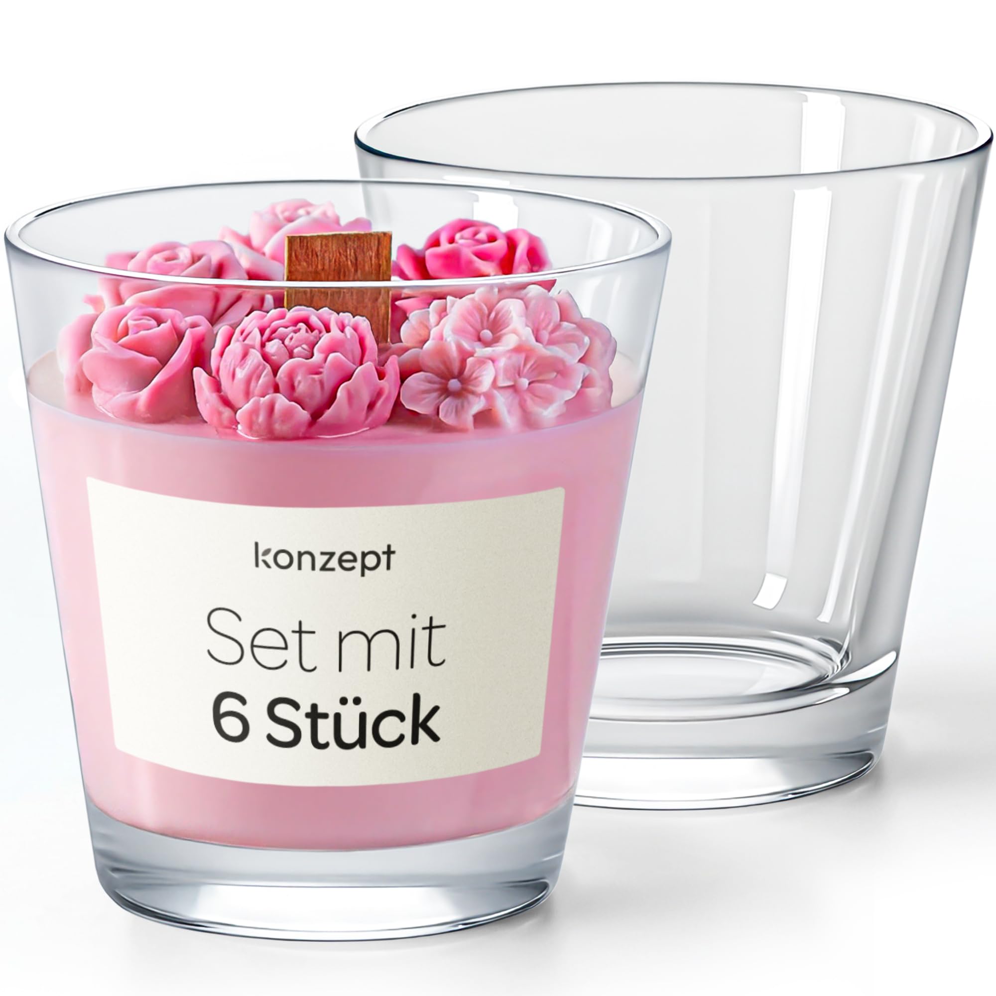 KONZEPT Kerzengläser 180 ml, 8×7 cm – 12er Set für Teelichter und Dekoration