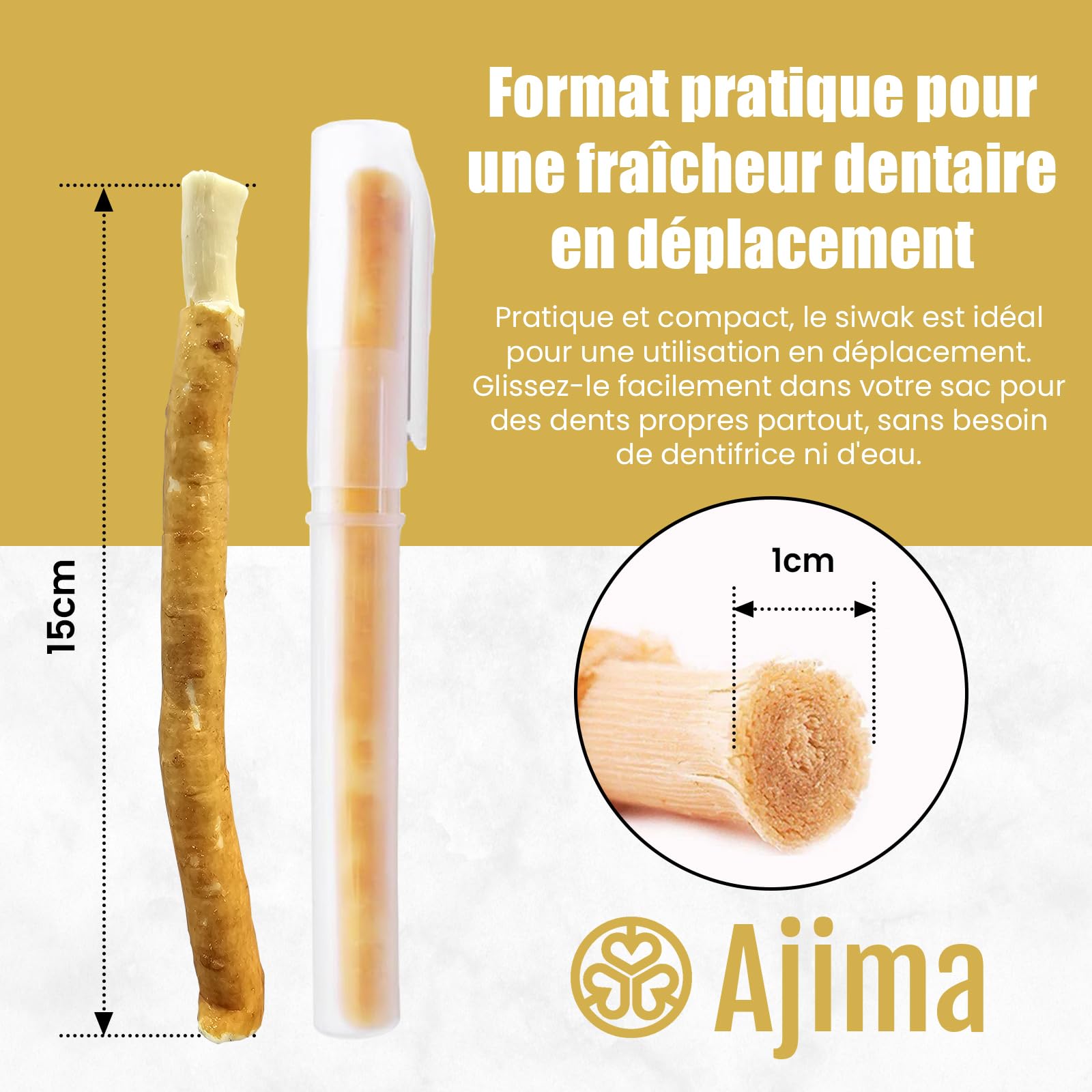 Siwak Naturel 5X + Étui OFFERT* Miswak Brosse à Dents Naturelle en bois d'Araq Blanchiment Dentaire et Fraîcheur Nettoyante et Désinfectante - Zéro déchet Biodégradable