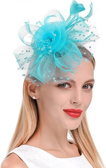 Fascinators for Women Girls Tea Party Derby Hats | Flower Fascinators with Headband and Clip Headwear for Womens Ladies Girls, Ribbons, Mesh, Feathers Headwear