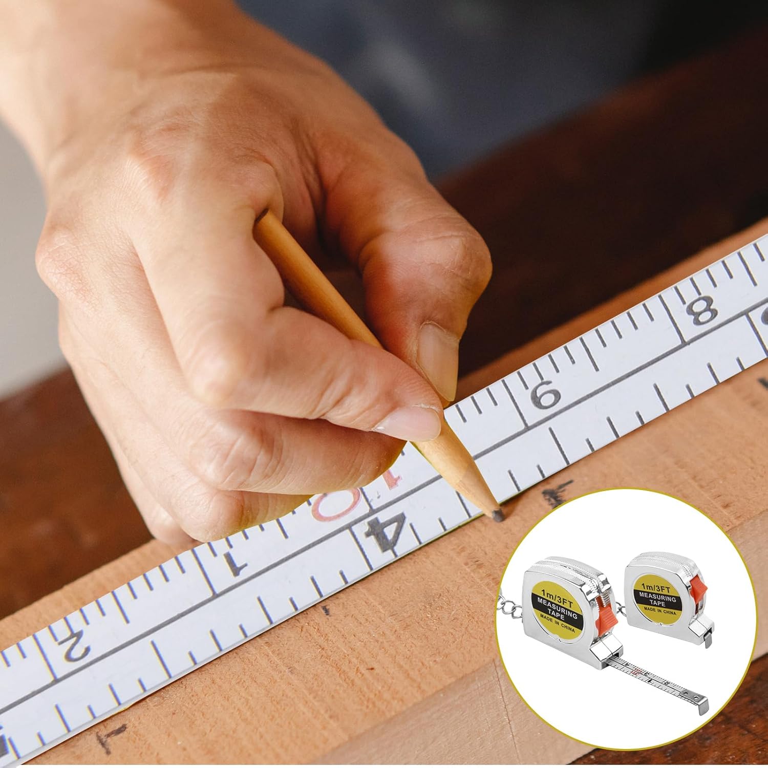 30 Pack 3ft Mini Tape Measure Keychain, Sliver Portable Retractable Small Tape Measure with Slide Lock, Construction Party Favors for Prize Bag Filler DIY Projects School Office Home Project Daily Use