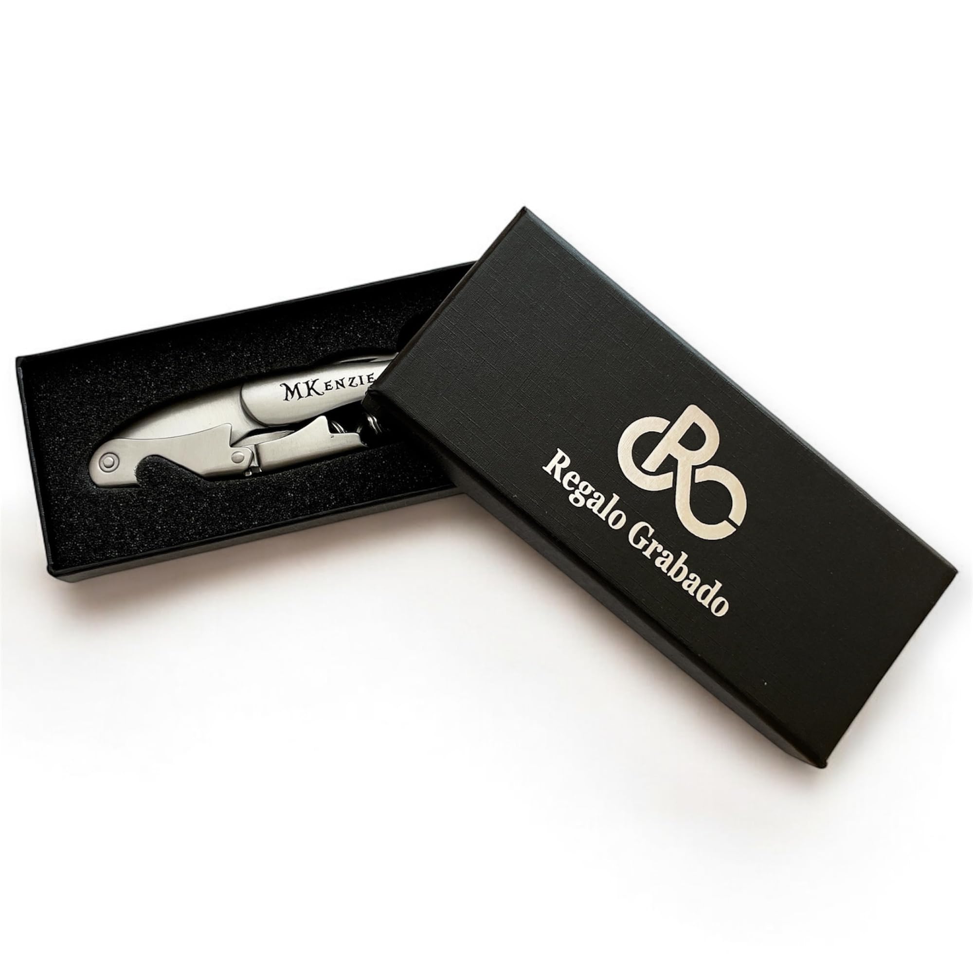 Cavatappi professionale personalizzato in acciaio inox con incisione laser | regalo grabado | Per sommelier, matrimoni, compleanni | 1 unità