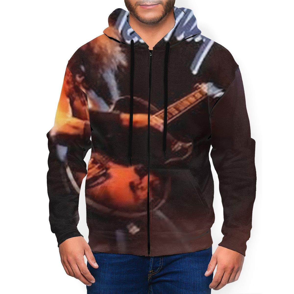 KathyCCassady Ted Nugent 3D Digital Print Mans Full Zip Hoodies Sweatshirt XXL Black