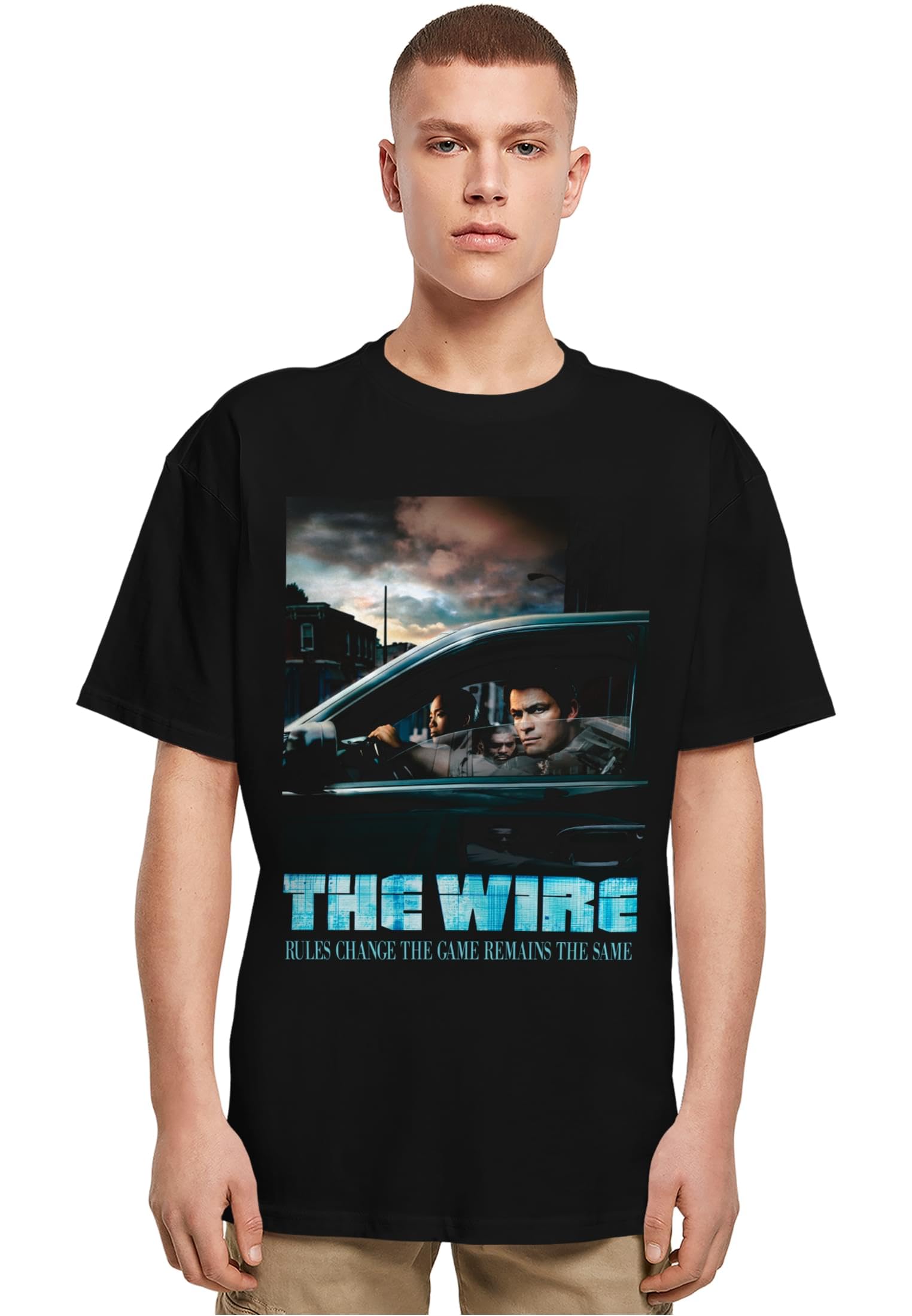 MERCHCODE Mc1046-the Wire Poster Heavy Oversize Tee T-Shirt Uomo (Pacco da 1)