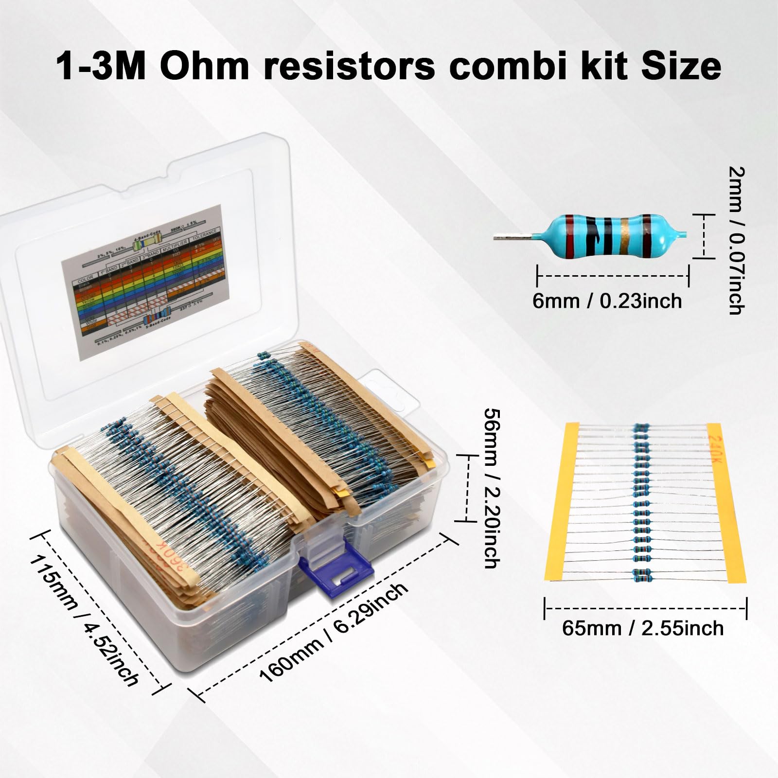 AYWHP 2600 Stück Widerstände Set - 130 Arten 1Ω-3MΩ 1/4W Metallfilm