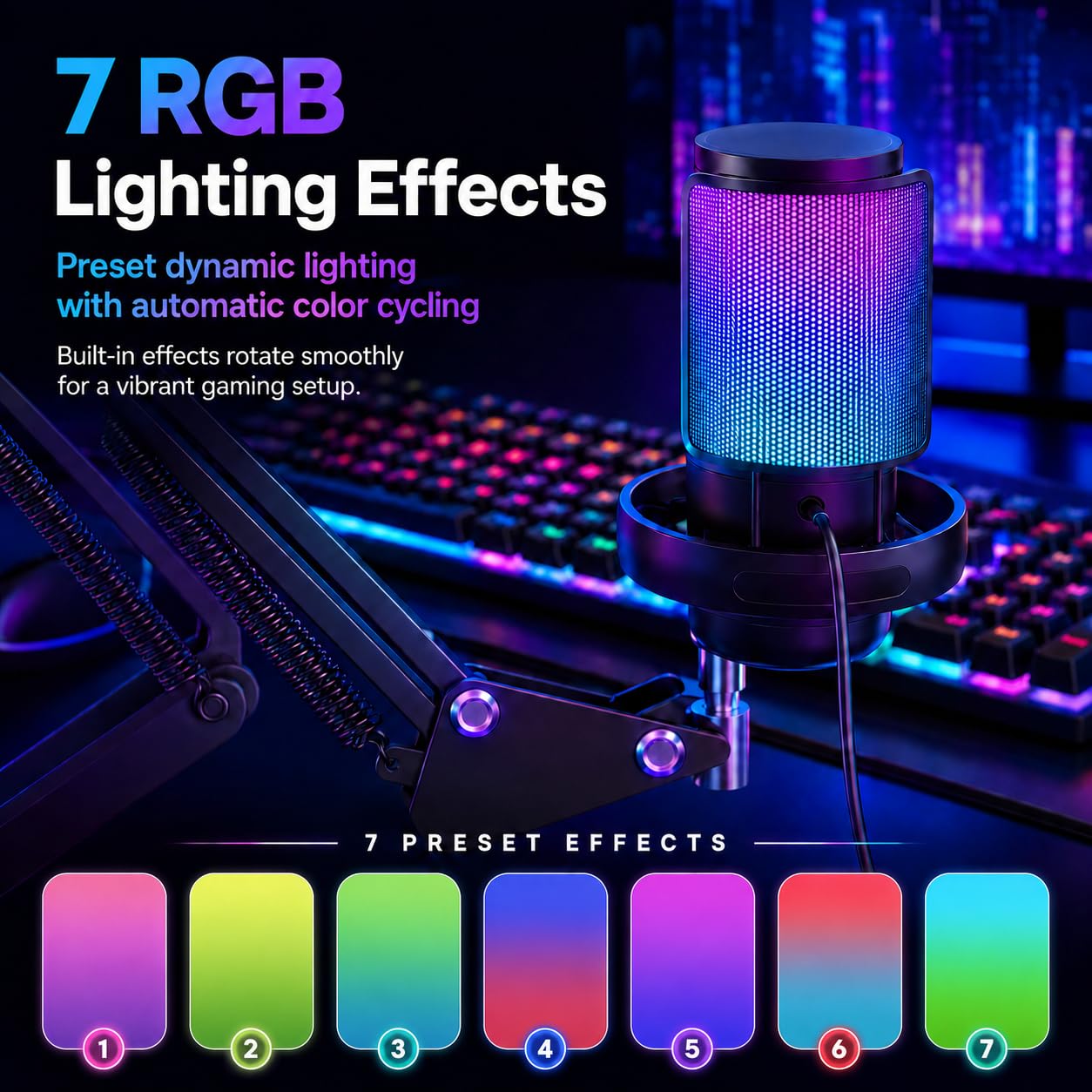 Anykuu Mikrofon USB do gier Plug&Play, mikrofon kondensatorowy do komputera PC do gier, streamingu, podcastingu, wideokonferencji z adapterem USB-C i 1,5 m kablem danych dla PC/laptopa, PS4/PS5, IOS