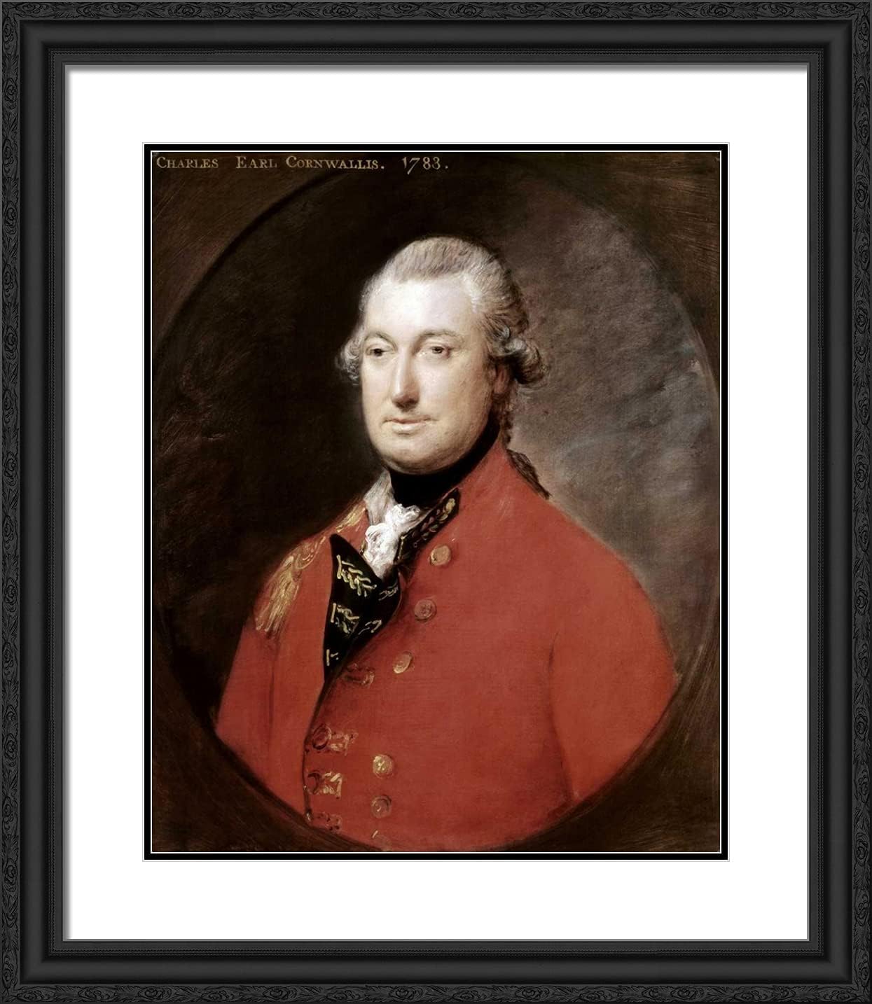 ArtDirect Gainsborough, Thomas 20x23 Black Ornate Framed Art Print with Double Matting Titled: Charles Cornwallis
