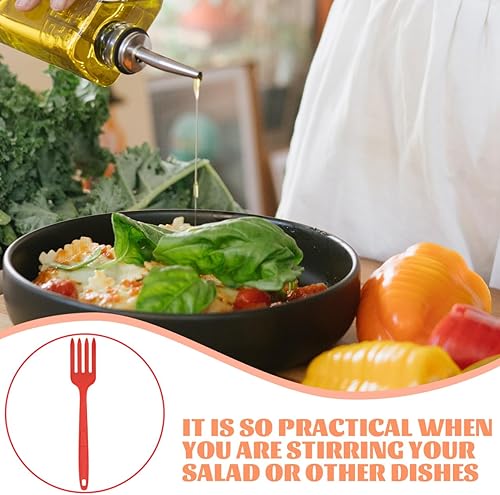 Miniatura 4 de Tenedor de cocina de silicona ergonómico reutilizable para pasta, tenedor lavable de cocina grande para ensaladas y fideos y diseño para uso