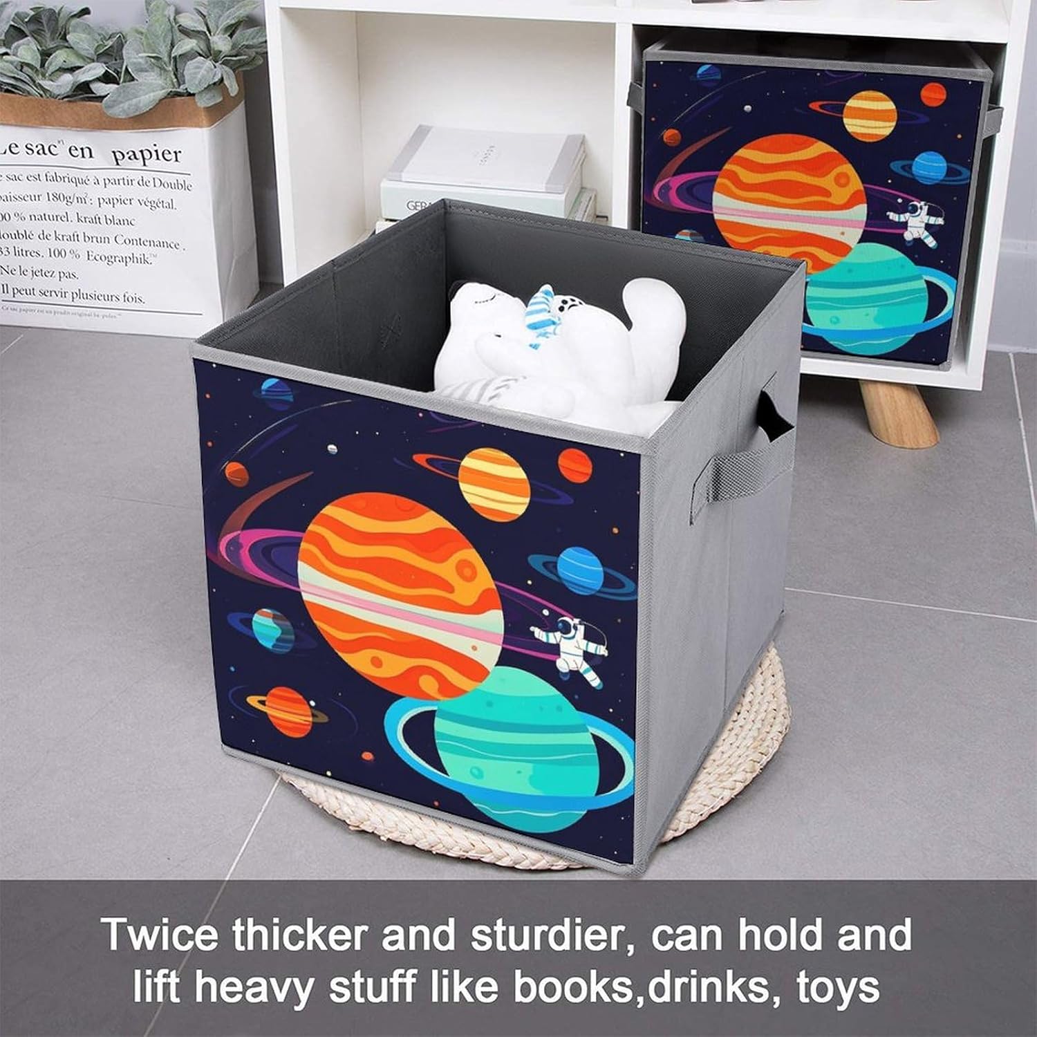 Astronaut Foldable Storage Box with Handles, Durable Oxford Storage Cubes, 6PCS Collapsible Closet Organizer for Home, Shelf, Office, Travel