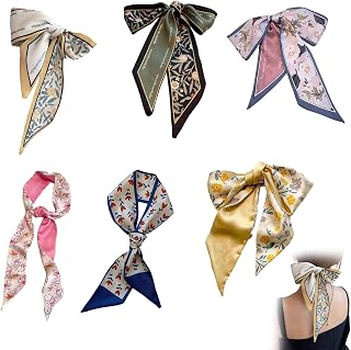 YUISI 6PCS Scarfs for Women Stylish, Floral Print Satin Scarf, Hair, Neck, and Handbag Accessory for Casual & Holiday Outfits Price In India