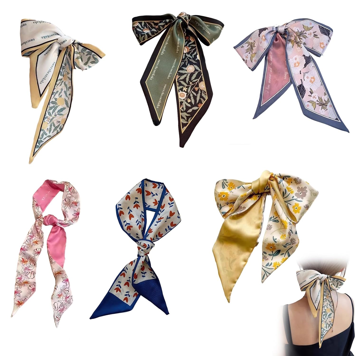 YUISI 6PCS Scarfs for Women Stylish, Floral Print Satin Scarf, Hair, Neck, and Handbag Accessory for Casual & Holiday Outfits - Review, Price and Buying Guide