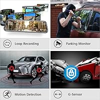 Vista 6 de Upgraded 10'' Rear View Mirror Camera Mirror Dash Cam Front and Rear 1080P Backup Camera Full Touch Screen w Loop Recording, G-Sensor