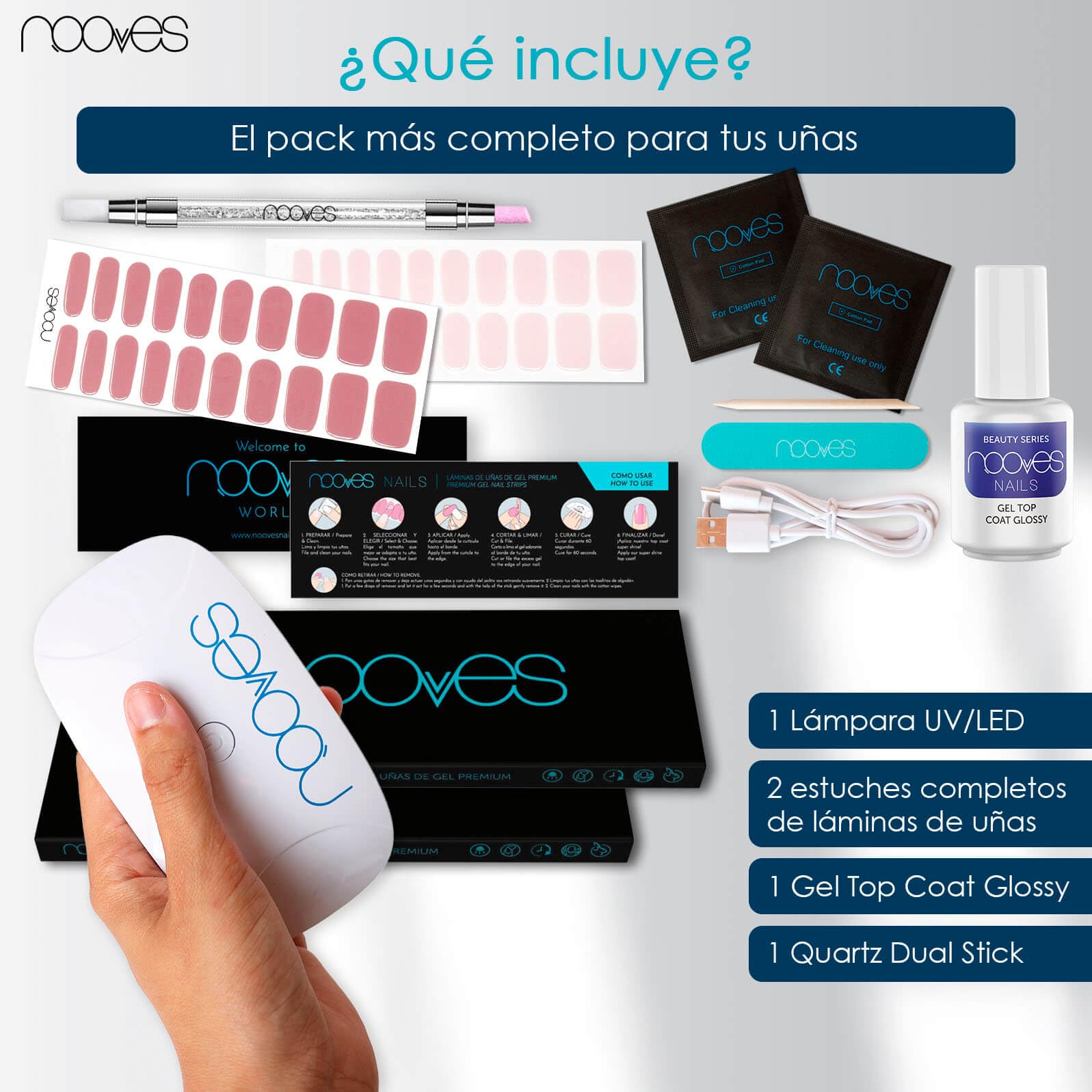 Zestaw Starter Beauty Rose|2 Precyzowane żelowe folie do paznokci Premium|Lampa do paznokci UV/LED|Żel Top Coat Glossy|Półtrwałe żelowe paski do paznokci|Naklejki Paznokci Półtrwały w żelu|Naklejki