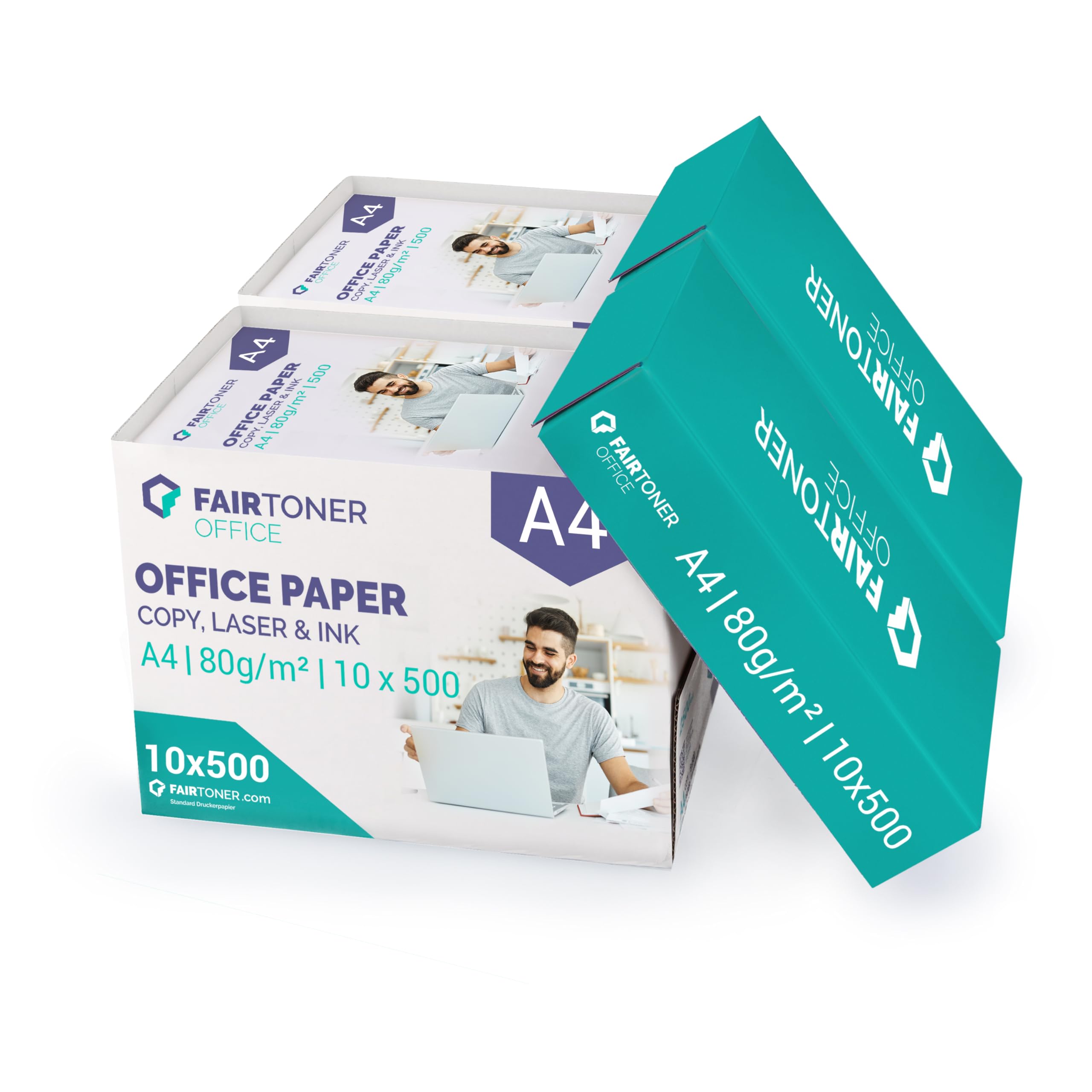 FairToner Office Druckerpapier A4 weiß 80g 5.000 Blatt (10x 500)