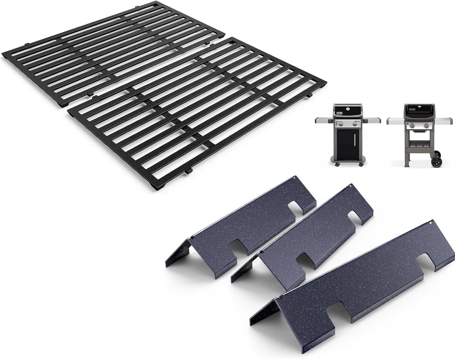 Uniflasy 15.3” Flavorizer Bars and 17.5 Inch Grill Cooking Grates for Weber Spirit I & II 200 Series Spirit E210 S210 E220 S220 Gas Grills with Front Control