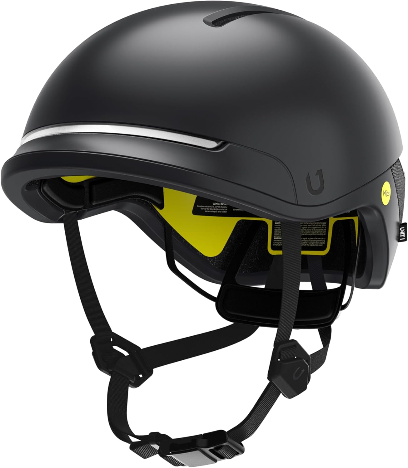 UNIT 1 FARO Smart Bike Helmet with MIPS - Integrated LED Lights and Hidden Rear Light Panel - Wireless Turn Signals, Automatic Brake Light and SOS Crash Detection - Blackbird