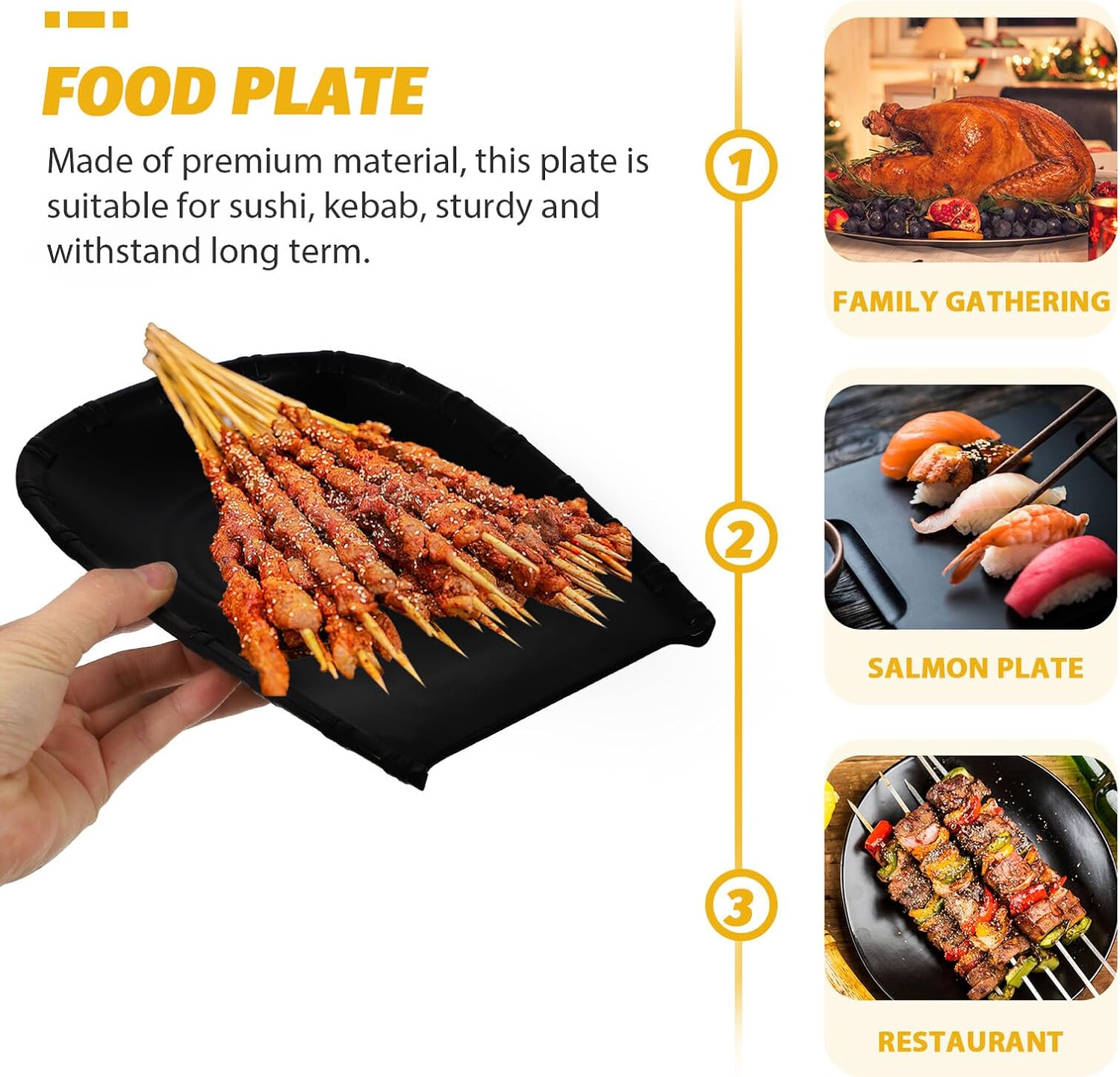 Black Matte 9-inch Japanese Sushi Plate and Serving Tray, Decorative Food Dish for Home and Restaurant Sushi Presentation