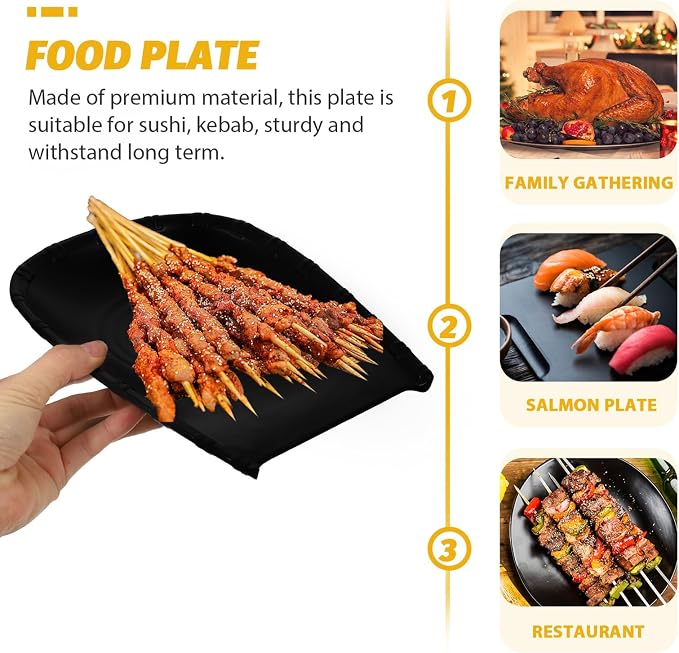 Plato Sushi SUPVOX Melamina Negro 23x18x4cm miniatura 9