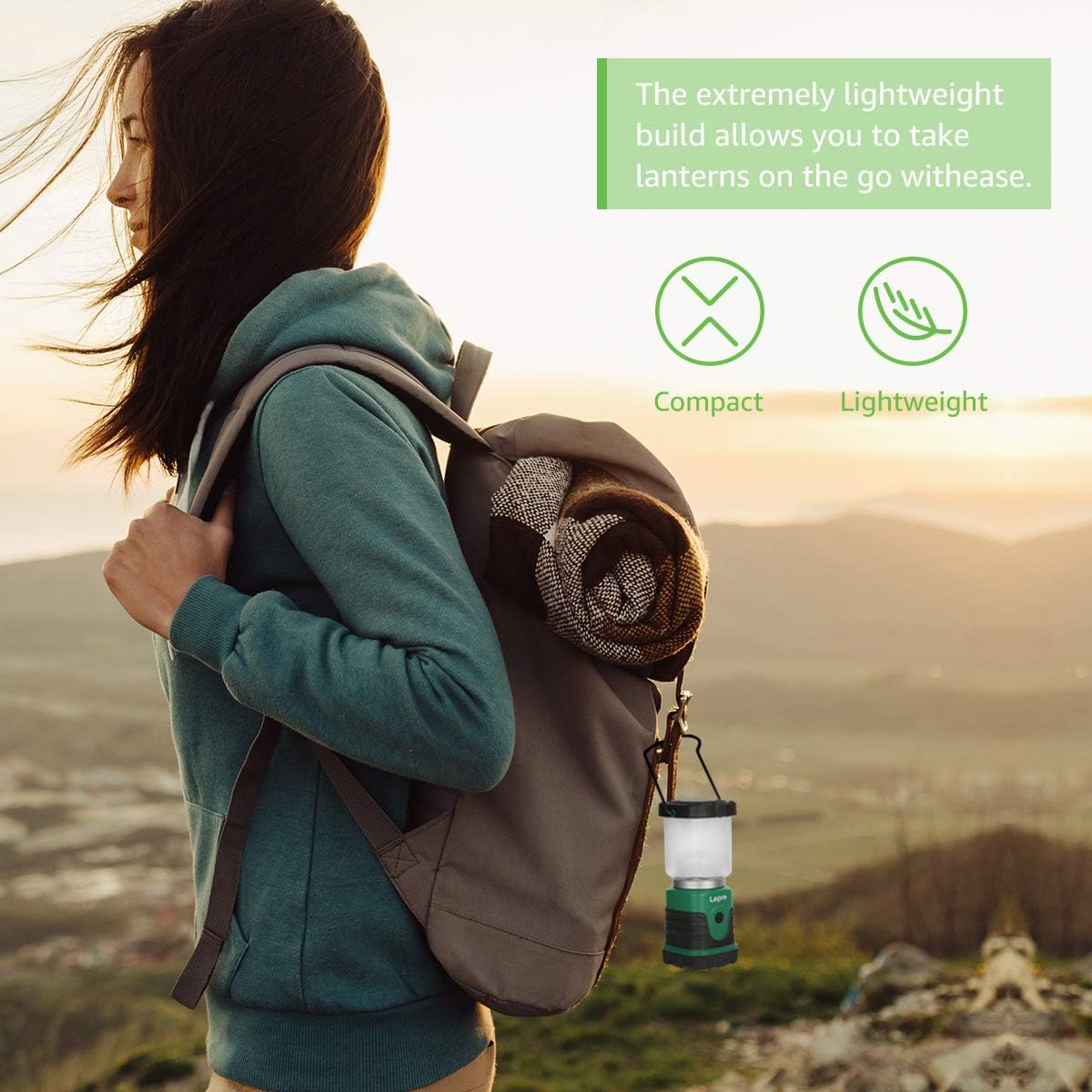 Lepro LED Camping Lantern, Mini Camping Lantern, 350LM, 4 Light Modes, 3 AA Battery Powered Lantern Flashlight for Home, Garden, Hiking, Camping, Emergencies, 2 Packs