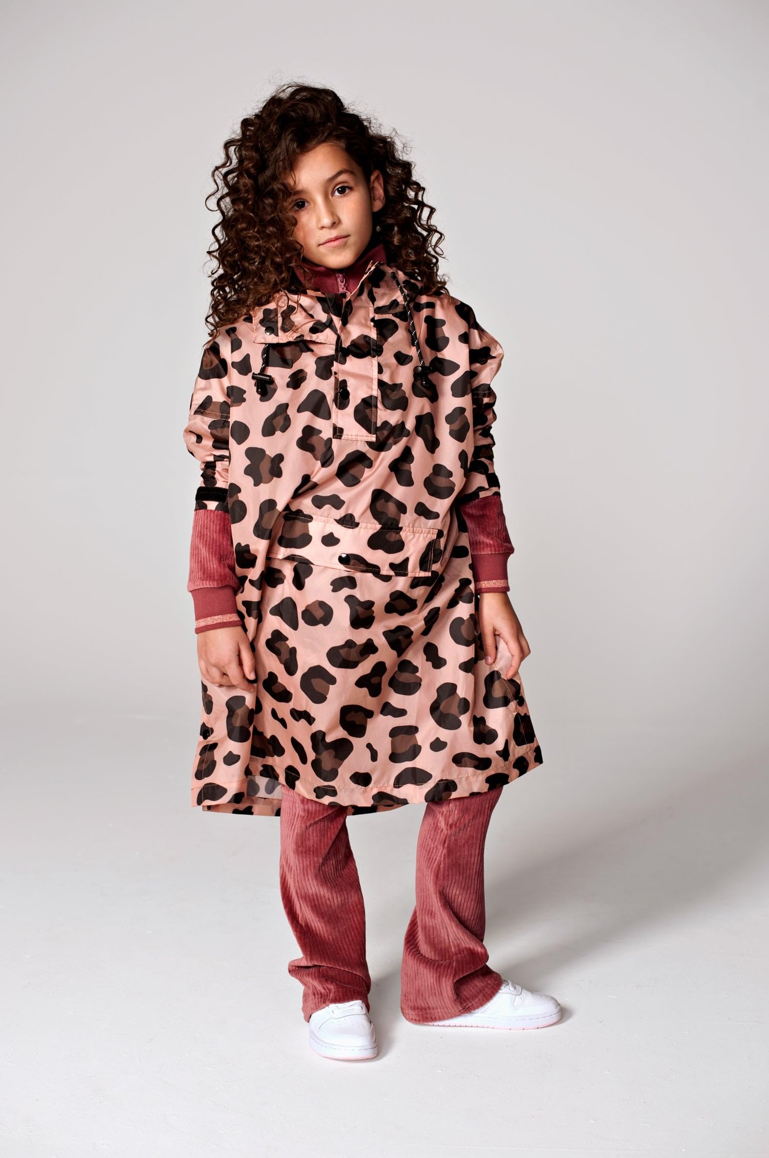 Rainkiss – Regeponcho per bambini – Impermeabile – Senza PFAS – 100-120 cm – Rosa – 100% poliestere riciclato – Design: Rose Panther