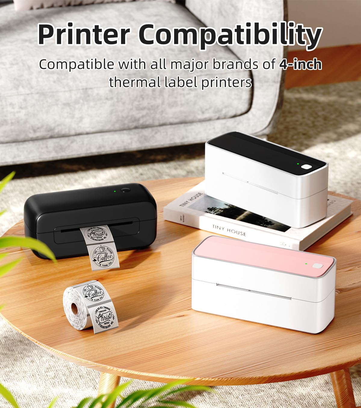 Phomemo Lot de 500 étiquettes rondes transparentes mates de 5 cm - Compatibles avec MUNBYN, Phomemo, Polono - Imprimante d'étiquettes thermiques autocollantes sans BPA - Pour logo