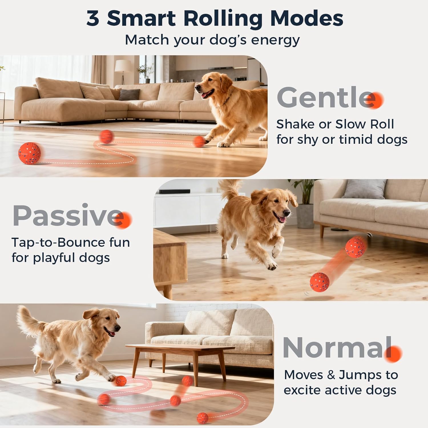 2 Pack Interactive Dog Balls - Auto Moving Bouncing Vibrating Washable Dog Toys for Large Medium Dogs, Type-C Rechargeable, Blue and Orange, Grid Pattern