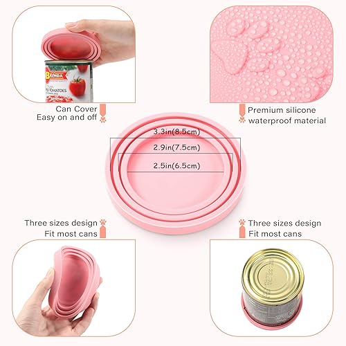 Miniatura 3 de Outus Juego de 4 suministros de latas de comida para mascotas, 2 cucharas multifuncionales de comida para perros y gatos, 2 cubiertas universales de