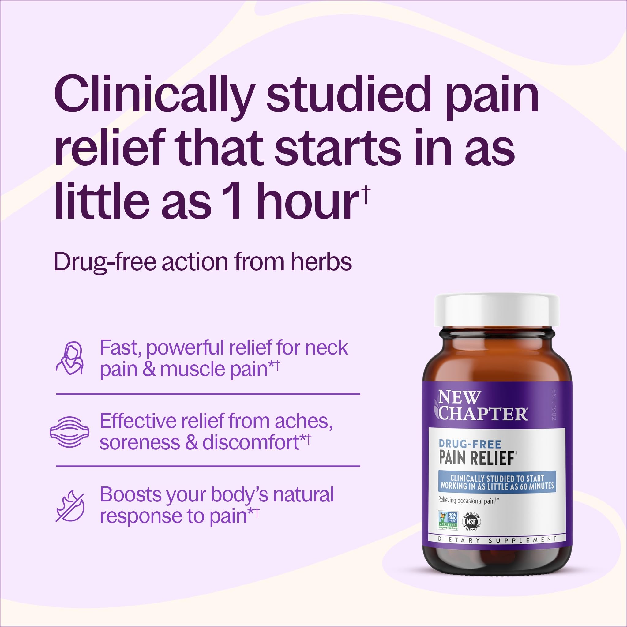 New Chapter Drug-Free Pain Relief Supplement - Clinically Studied to Start Working in 60+ Minutes –Boswellia, Black Sesame & Turmeric Supplement for Aches & Pains + Moving in Comfort — Amazon image 2